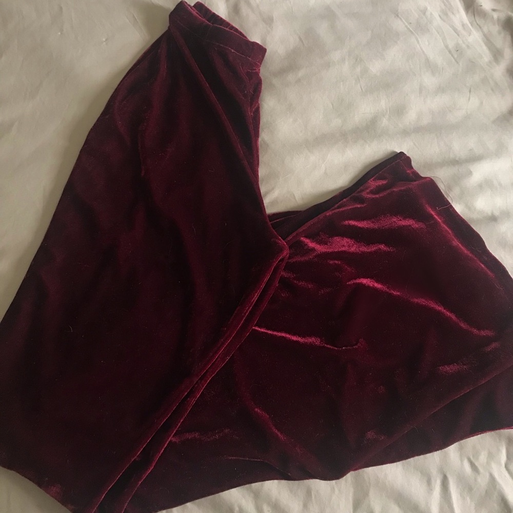 High Waisted Crimson Velvet Bell Bottoms